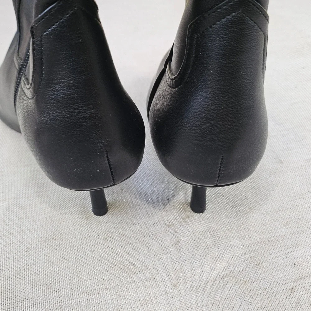 Steven New York Bana Ankle Boots Womens 9 Black Kitten Heel Pointed Toe Booties